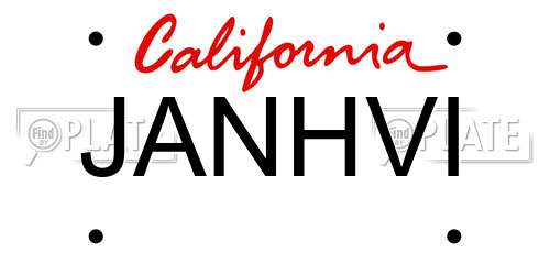 JANHVI California License Plate