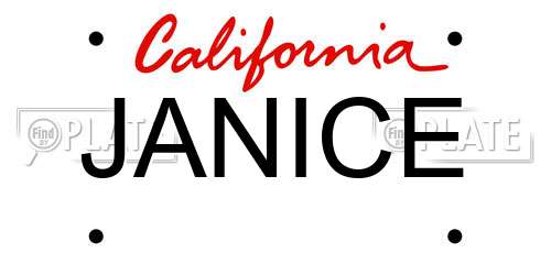 JANICE California License Plate