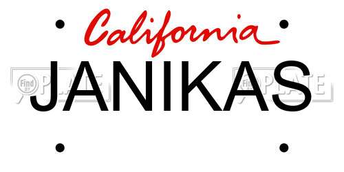 JANIKAS California License Plate