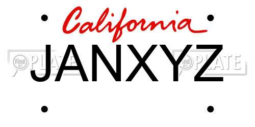 JANXYZ California License Plate