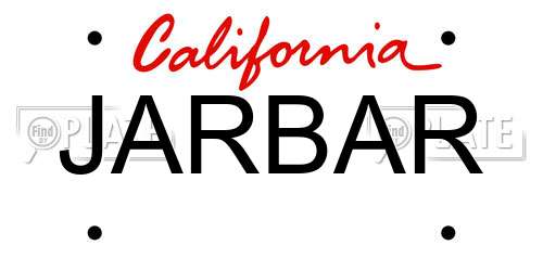 JARBAR California License Plate