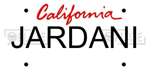 JARDANI California License Plate