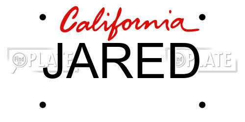 JARED California License Plate