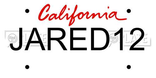 JARED12 California License Plate