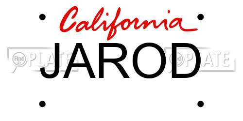 JAROD California License Plate