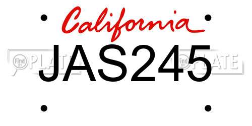 JAS245 California License Plate
