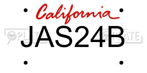 JAS24B California License Plate