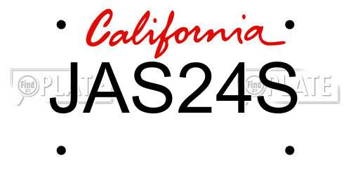JAS24S California License Plate