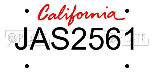 JAS2561 California License Plate