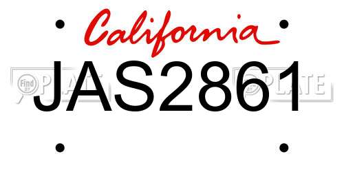 JAS2861 California License Plate