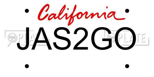 JAS2GO California License Plate