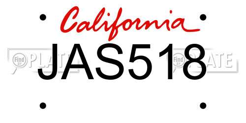 JAS518 California License Plate