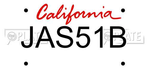JAS51B California License Plate