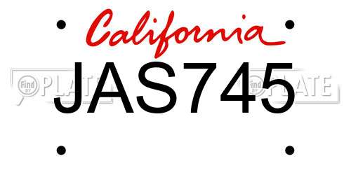JAS745 California License Plate