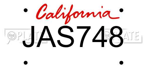 JAS748 California License Plate