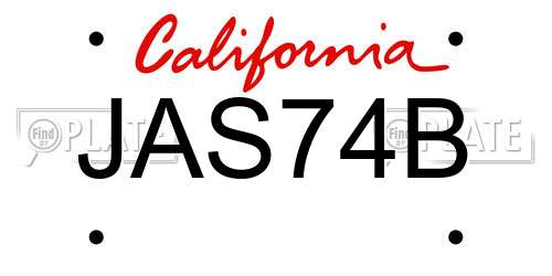 JAS74B California License Plate