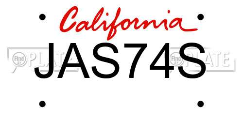 JAS74S California License Plate