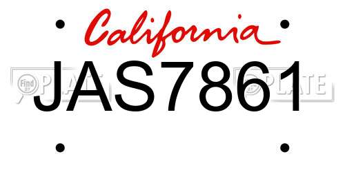 JAS7861 California License Plate
