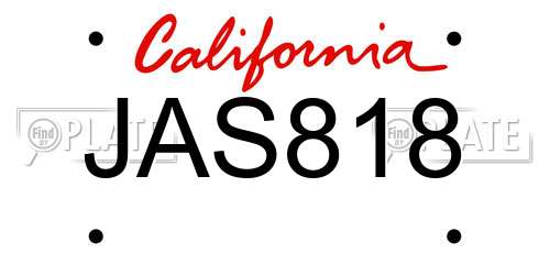 JAS818 California License Plate