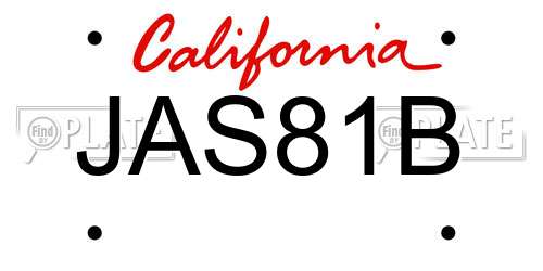 JAS81B California License Plate