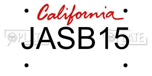 JASB15 California License Plate