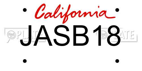 JASB18 California License Plate