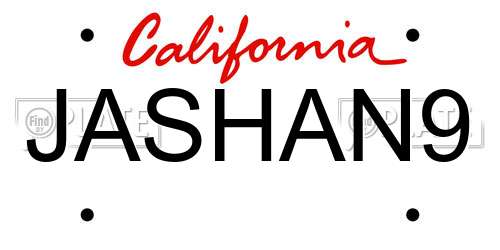 JASHAN9 California License Plate