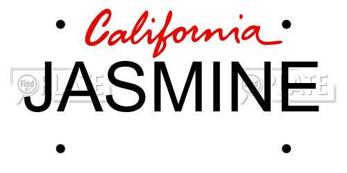 JASMINE California License Plate