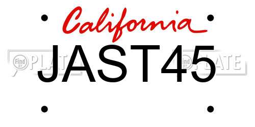 JAST45 California License Plate