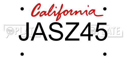 JASZ45 California License Plate
