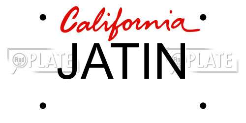 JATIN California License Plate