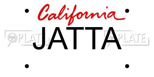 JATTA California License Plate