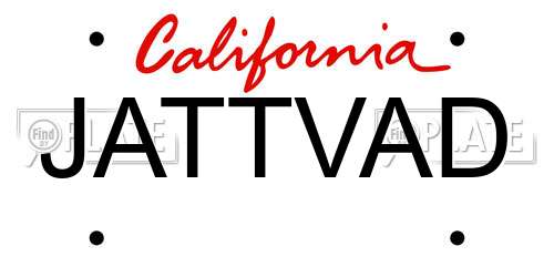 JATTVAD California License Plate