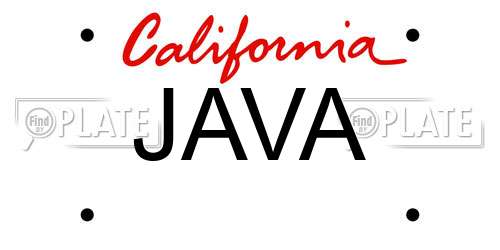 JAVA California License Plate