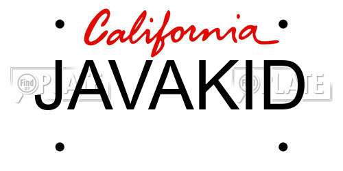 JAVAKID California License Plate