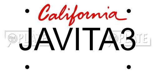 JAVITA3 California License Plate
