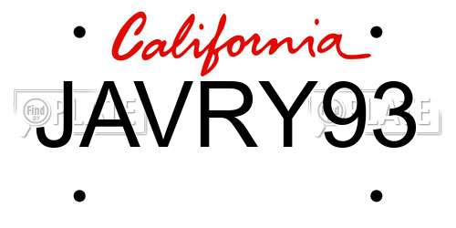 JAVRY93 California License Plate