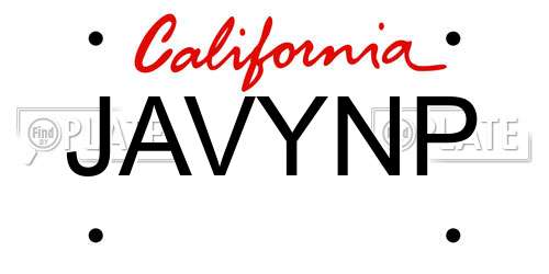 JAVYNP California License Plate