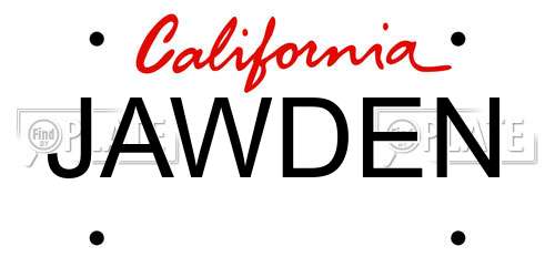 JAWDEN California License Plate