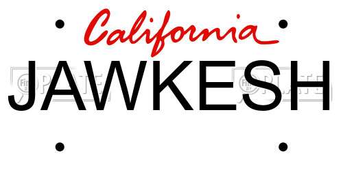 JAWKESH California License Plate
