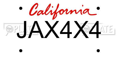 JAX4X4 California License Plate