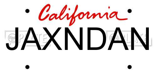 JAXNDAN California License Plate