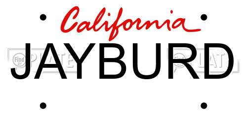 JAYBURD California License Plate