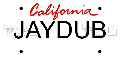 JAYDUB California License Plate