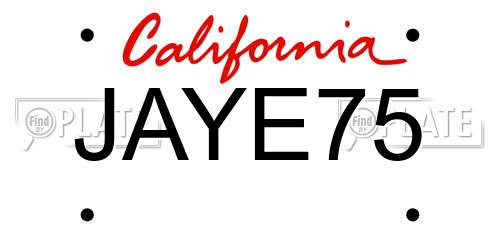 JAYE75 California License Plate