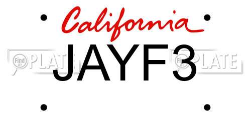 JAYF3 California License Plate