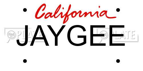 JAYGEE California License Plate