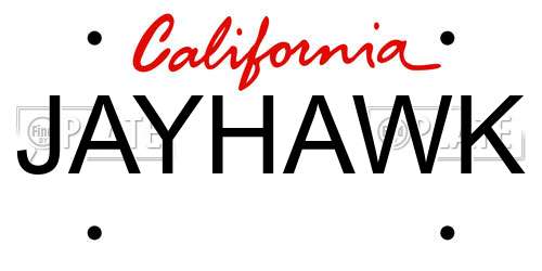 JAYHAWK California License Plate