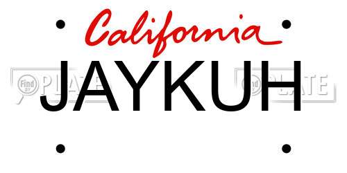 JAYKUH California License Plate