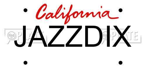 JAZZDIX California License Plate
